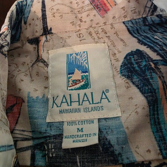 KAHALA HAWAIIAN MENS SIZE M SHORT SLEEVE SHIRT WITH FISHING SCENE - Picture 5 of 11